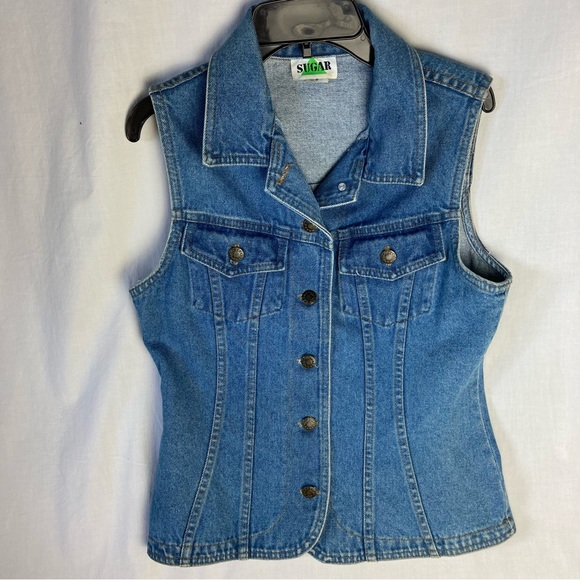 Vintage fitted Blue Denim Vest - Picture 4 of 11